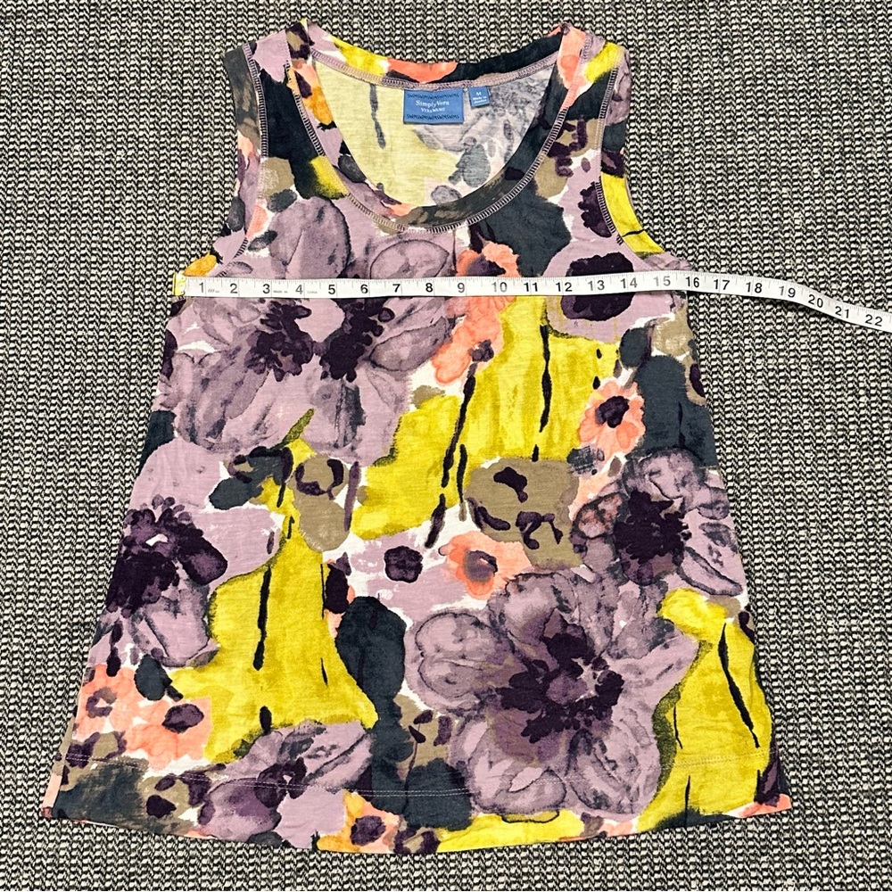 Simply Vera Vera Wang Yellow & Purple Floral Tank Top - Picture 3 of 5